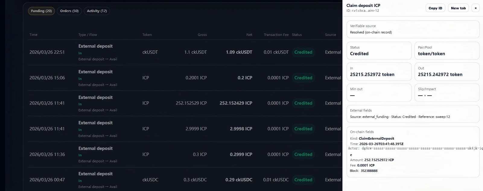 SSS receipt detail surface